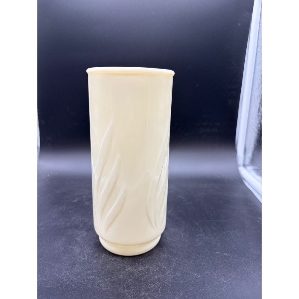 Vintage Cream Colored Embossed Swirled Leaf Pattern Vase